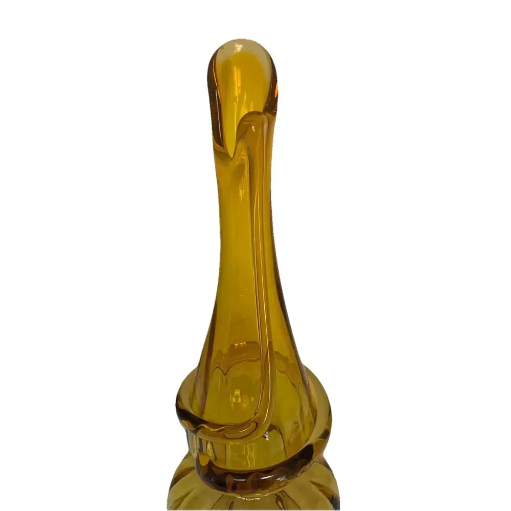 MCM Gold Kanawha Swung Glass Slag Vase Amber 13” Tall